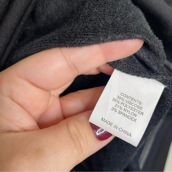 Peace of Cloth NY Black Faux Leather Michaela Patchwork Knit Dress Size Small - Picture 11 of 12